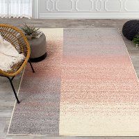 5 x 8 Medium Blocked Pink and Gray Area Rug - Focus-2