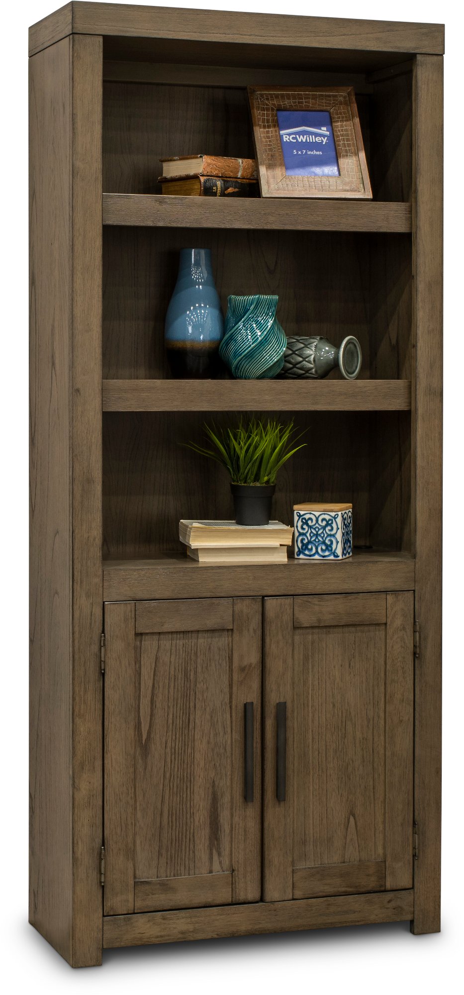 Greystone Modern Bookcase with Doors - Modern Loft-1