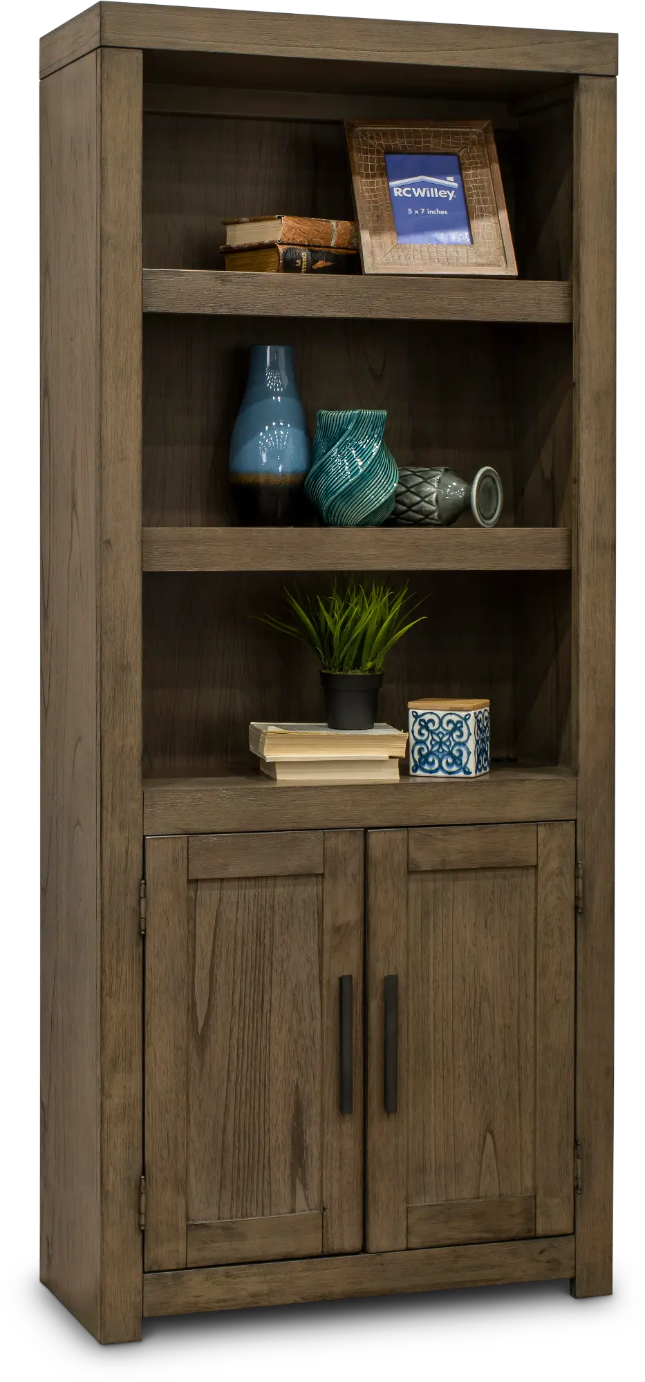 Modern Loft Greystone Modern Bookcase with Doors-1