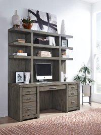 Greystone Modern Office Credenza and Hutch - Modern Loft