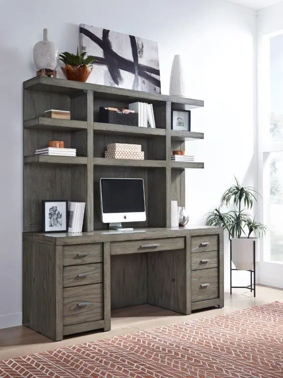 Modern Loft Greystone Modern Office Credenza and Hutch-1