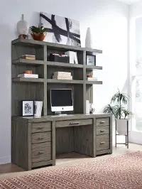 Modern Loft Greystone Modern Office Credenza and Hutch