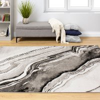 5 x 8 Medium Wood Grain Gray, White and Black Area Rug - Platinum -2