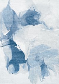 5 x 8 Medium Drapery Shapes White and Blue Rug - Platinum