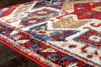 5 x 8 Medium Ikat Red, Blue and Cream Area Rug - Saffron-3