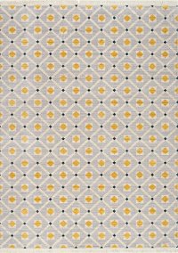 5 x 8 Medium Dotted Trellis Gray and Yellow Area Rug - Promenade