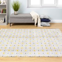 5 x 8 Medium Dotted Trellis Gray and Yellow Area Rug - Promenade -3