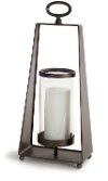 18 Inch Metal and Glass Candle Holder
