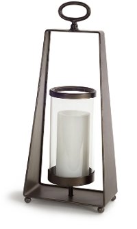 18 Inch Metal and Glass Candle Holder