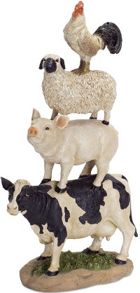 15 Inch Multi Color Resin Farm Animal Stack