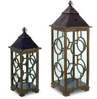 26 Inch Wood and Metal Lantern