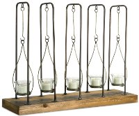 Industrial Wood, Metal and Glass Votive Holder