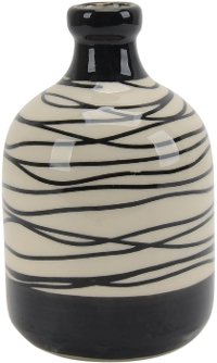 6 Inch Black and White Swirl Ceramic Vase