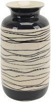 Clearance 10 Inch Black and White Swirl Ceramic Vase