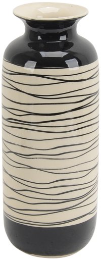 14 Inch Black and White Swirl Ceramic Vase