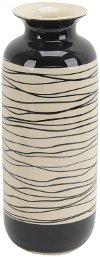 Clearance 14 Inch Black and White Swirl Ceramic Vase