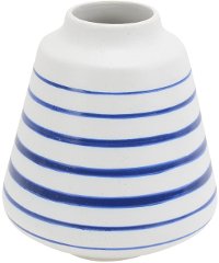 6 Inch White Vase With Blue Stripes