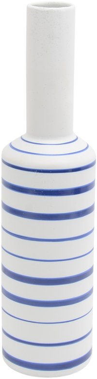 18 Inch White Vase with Blue Stripes