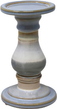 8 Inch White and Blue Ceramic Candle Holder