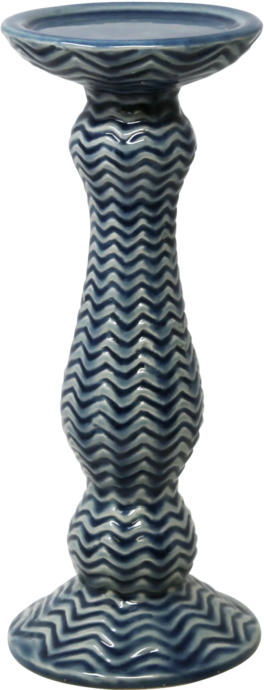 12 Inch Blue Glazed Ceramic Candle Holder-1