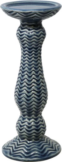 12 Inch Blue Glazed Ceramic Candle Holder