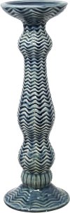 15 Inch Blue Glazed Ceramic Candle Holder