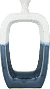 18 Inch White and Blue Vase With Cut Out Center