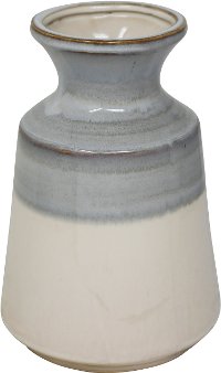8 Inch White and Gray Ceramic Vase