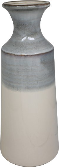 15 Inch White and Gray Ceramic Vase