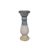 12 Inch White and Gray Ceramic Candle Holder