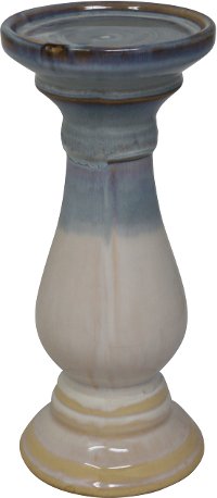 10 Inch White and Gray Ceramic Candle Holder