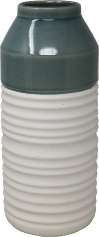 10 Inch Green and White Ceramic Vase