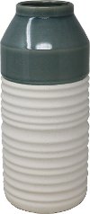Clearance 10 Inch Green and White Ceramic Vase