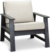 Dark Silver and Linen Outdoor Patio Chair - Shelburne