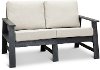 Dark Silver and Linen Outdoor Patio Love Seat - Shelburne