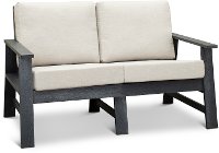 Dark Silver and Linen Outdoor Patio Love Seat - Shelburne