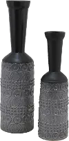 16 Inch Black and Gray Modern Vase