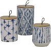 5 Inch Blue and White Ceramic Jar with Wooden Lid