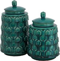 11 Inch Jade Green Ceramic Lidded Canister