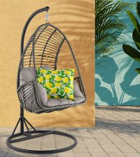 Metal Wicker Outdoor Hanging Chair with Cushion-2