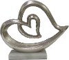 Metal Silver Double Heart Sculpture