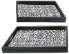 Clearance 22 Inch Black and White Wooden Tray With Cut Out Handles