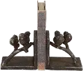 Metal Birds on Branch Bookend Pair