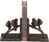 Metal Birds on Branch Bookend Pair