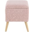 Pink Faux Fur Stool with Storage