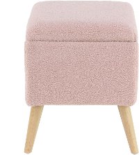 Pink Faux Fur Stool with Storage