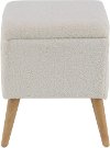 Gray Faux Fur Stool with Storage