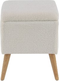 Gray Faux Fur Stool with Storage