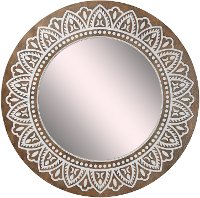 31 Inch Wooden Wall Mirror With Inlay