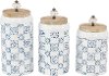 Clearance 9 Inch White and Blue Metal Jar with Lid